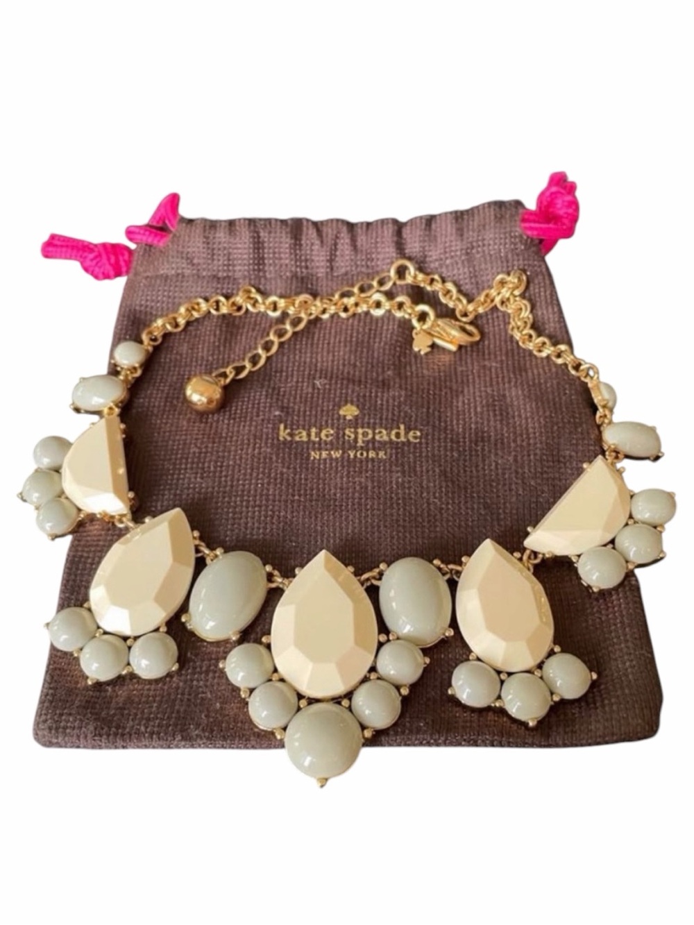 Kate Spade Gold and Cream Teardrop Necklace. Gently worn.